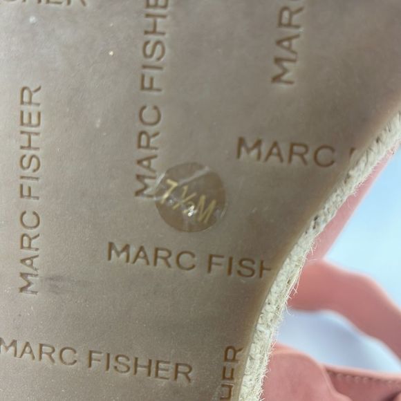 Marc Fisher ‘Fayme’ Suede Ankle Strap Platform Sandals Sz 7.5 Pink Leather - Picture 9 of 9